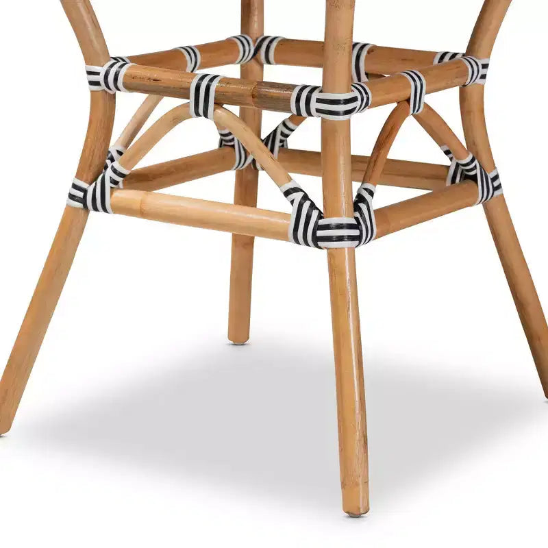 Tavolo da pranzo rotondo in rattan, Marrone/Bianco, 4 posti