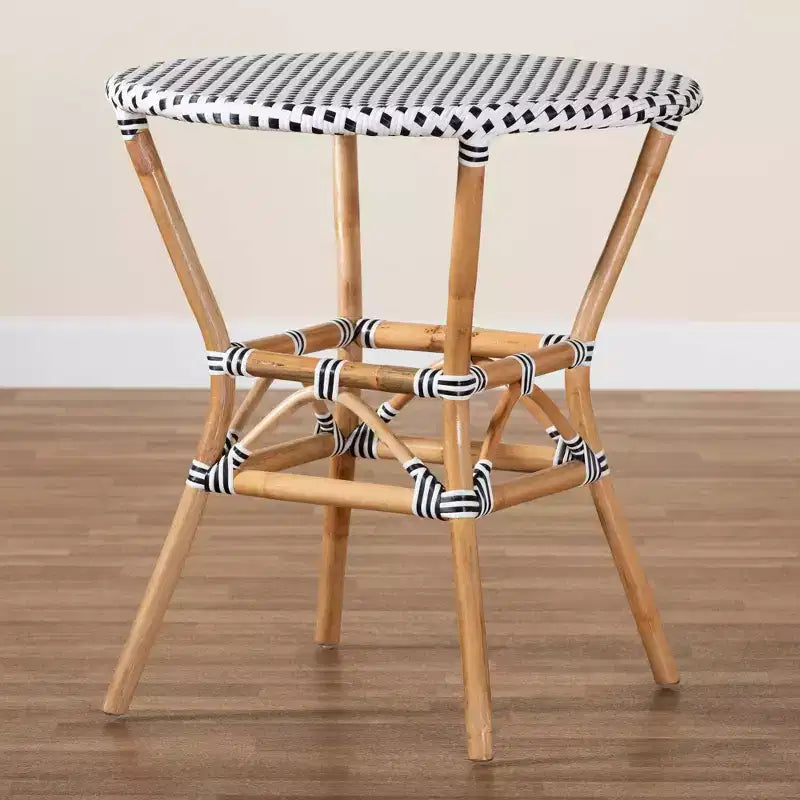 Tavolo da pranzo rotondo in rattan, Marrone/Bianco, 4 posti