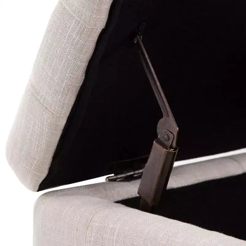 Grande panca pouf contenitore da 107 cm (42") in tessuto di lino trapuntato, 1 posto a sedere