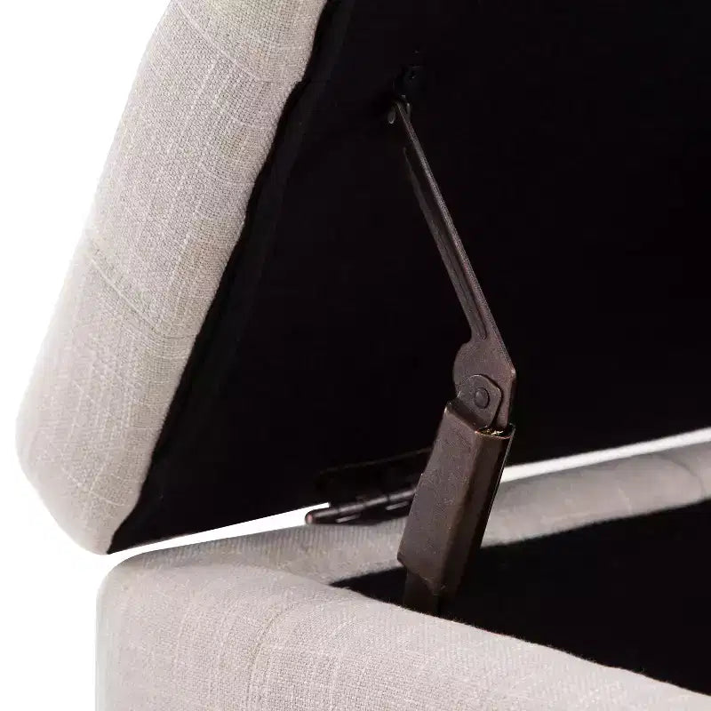 Grande panca pouf contenitore da 107 cm (42") in tessuto di lino trapuntato, 1 posto a sedere