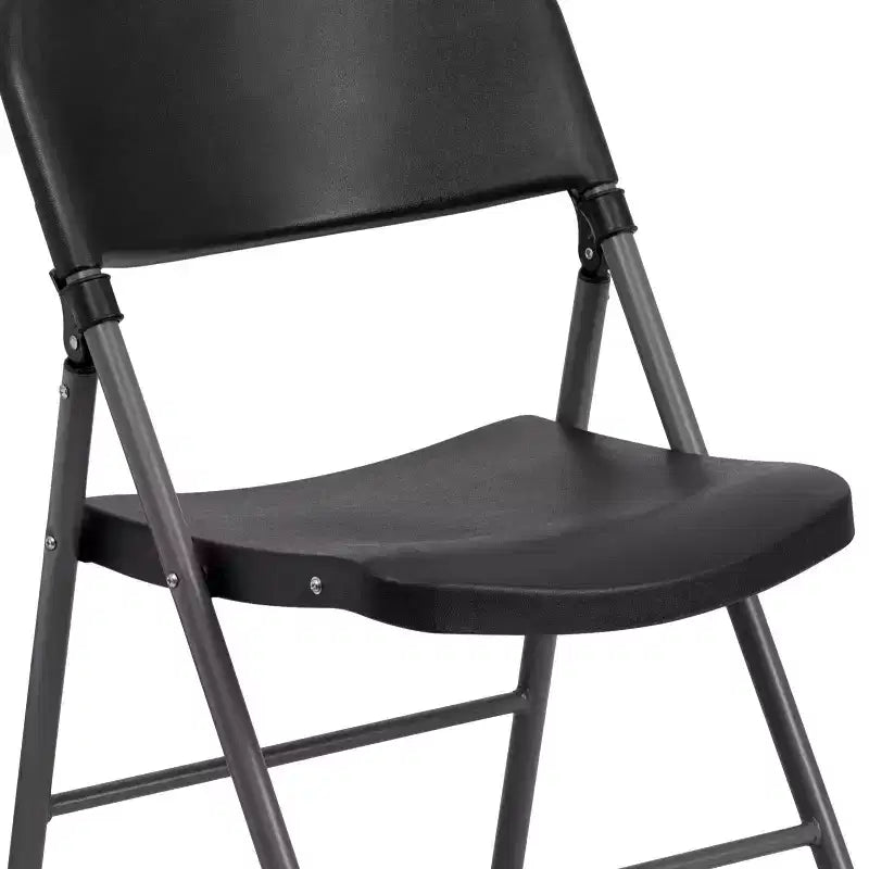 Sedia Pieghevole in Plastica Nera con Telaio Antracite, Set da 6