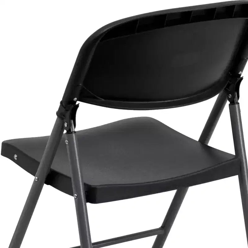 Sedia Pieghevole in Plastica Nera con Telaio Antracite, Set da 6