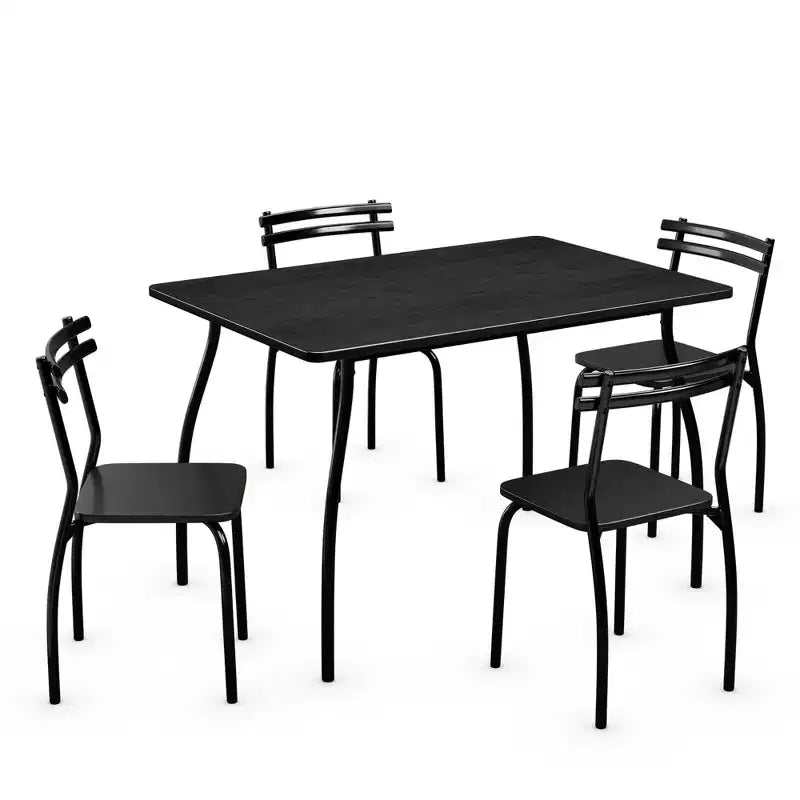 Set da pranzo rettangolare nero da 5 pezzi per 4 persone