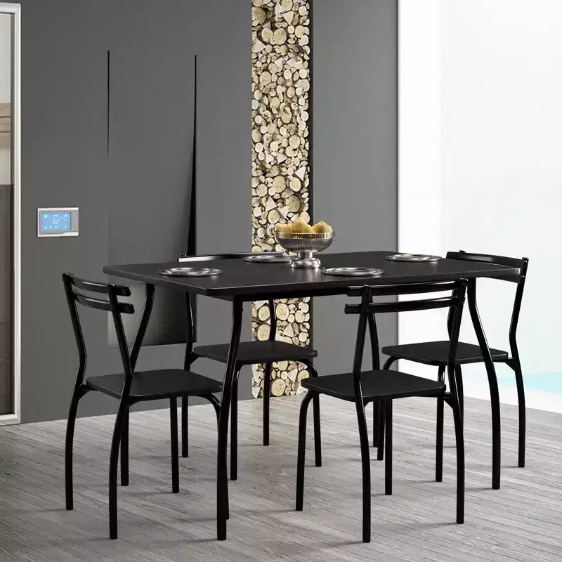 Set da pranzo rettangolare nero da 5 pezzi per 4 persone