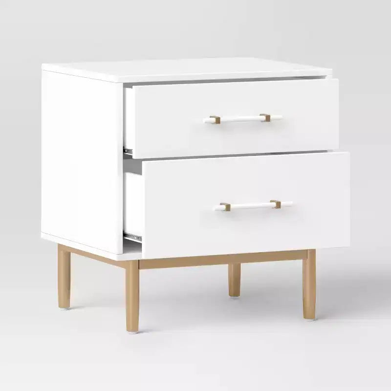 Comodino nero a 2 cassetti con gambe dorate – Montaggio da 1 persona