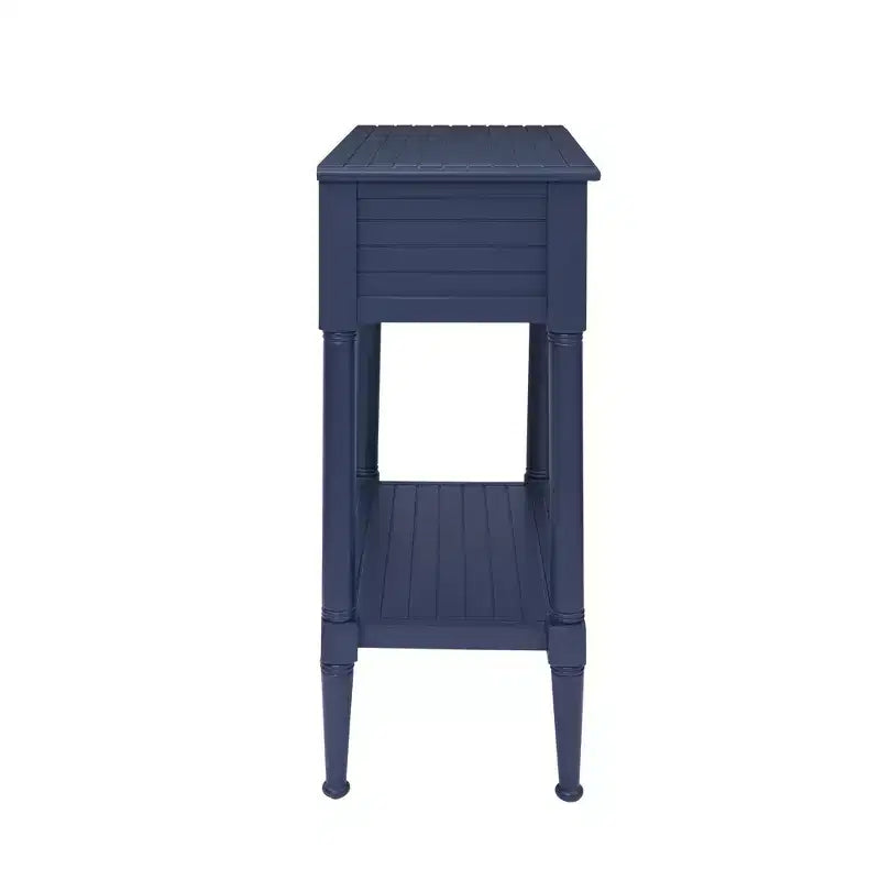 Tavolino rettangolare con cassetto – Naturale e blu navy