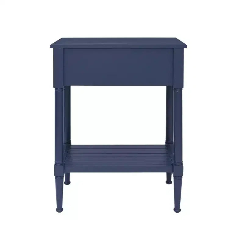 Tavolino rettangolare con cassetto – Naturale e blu navy