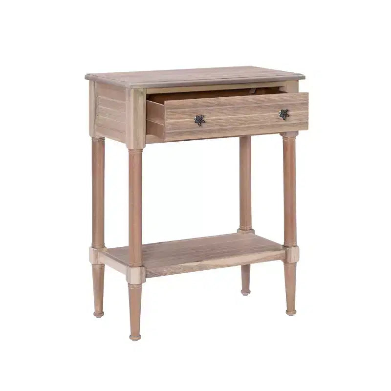 Tavolino rettangolare con cassetto – Naturale e blu navy