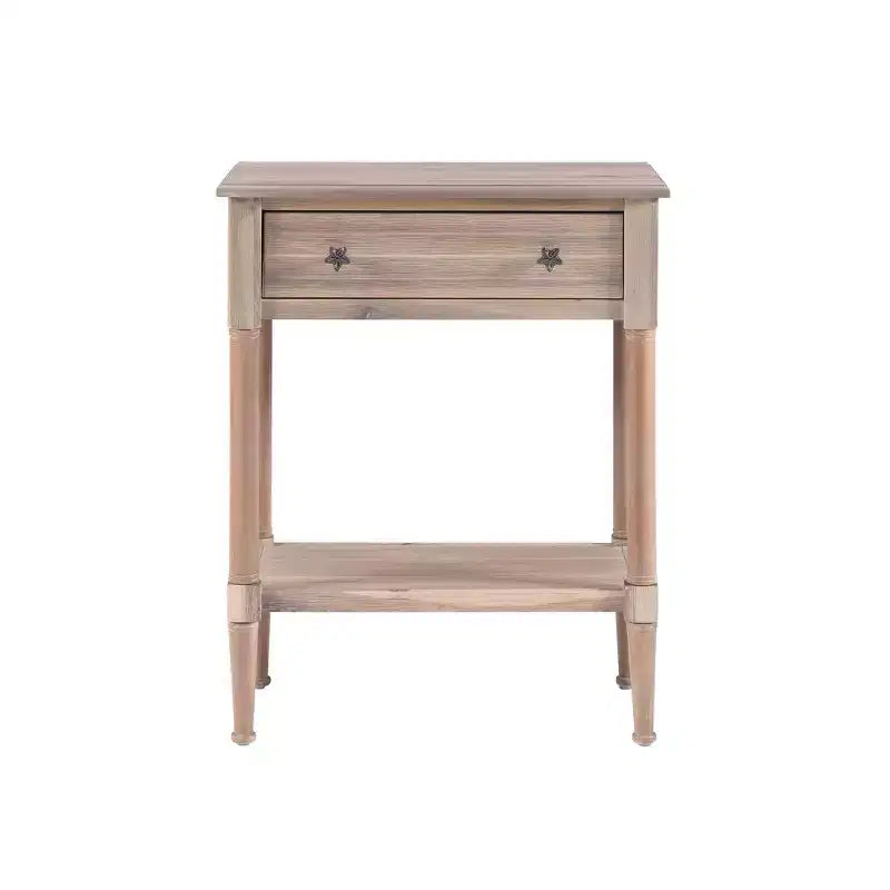 Tavolino rettangolare con cassetto – Naturale e blu navy