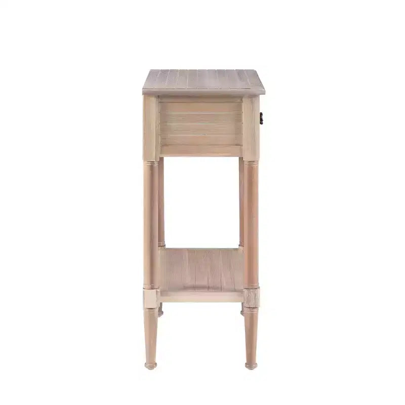 Tavolino rettangolare con cassetto – Naturale e blu navy