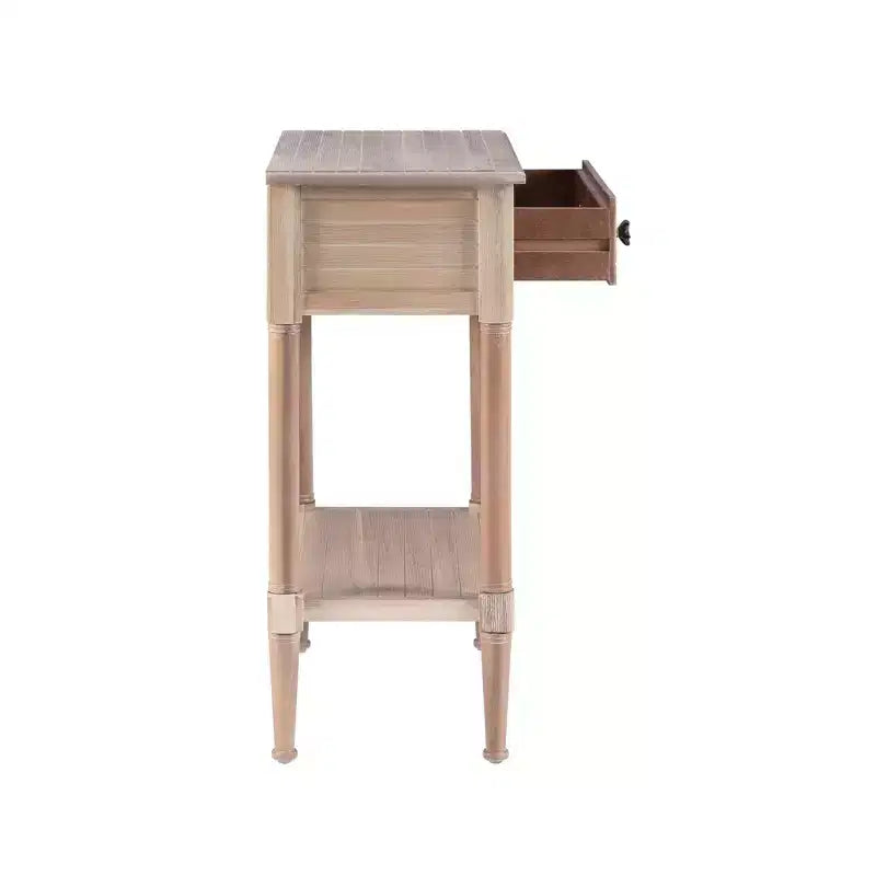 Tavolino rettangolare con cassetto – Naturale e blu navy