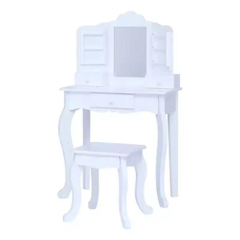 Little Princess Anna Kids Vanity Table & Stool  Fantasy Fields Makeup Playset with Mirror and Storage, White